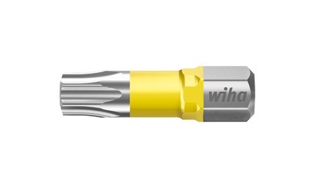 41593 Torx Bit T20/ Y-Bit 25 mm/ 7015Y 5/ box, geschikt voor Y-schroeven. De Y-bit is ideaal voor het schroeven van Y-vormige schroeven met een hoek van meer dan 90° tussen schroefdraad en schroefkop. Daarnaast zijn deze bits geschikt voor slagschroevendraaiers. De gele kleur licht op bij UV licht, zo zijn de bitjes makkelijk vindbaar.
