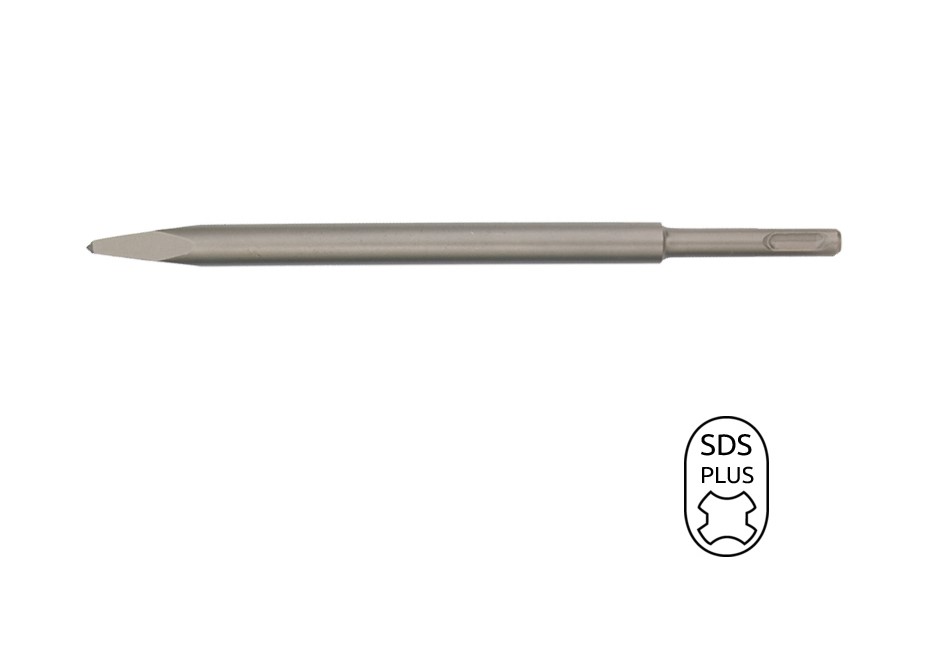 BTL02001 Beitel SDS Plus, een punt beitel met een afmeting van 250 mm, van gehard staal met een SDS- plus aansluiting. Voor het hakken en breken van steen en beton