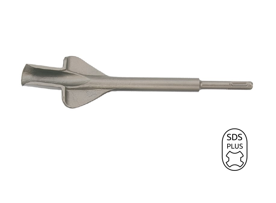 BTL02009 Beitel SDS Plus, een sleuf beitel met een afmeting van 250 mm x 22 mm, van gehard staal met een SDS- plus aansluiting. Voor het hakken en breken van steen en beton