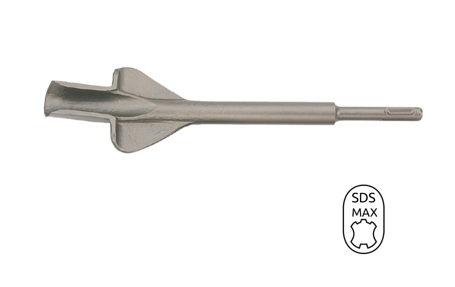 BTLM01008 Beitel SDS Max, een spade beitel met een afmeting van 300 mm x 80 mm, van gehard staal met een SDS- plus aansluiting. Voor het hakken en breken van steen en beton