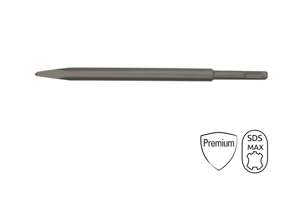 BTLP1003 Beitel SDS Max Premium, een punt beitel met een afmeting van 600 mm, van gehard staal met een SDS- plus aansluiting. Voor het hakken en breken van steen en beton
