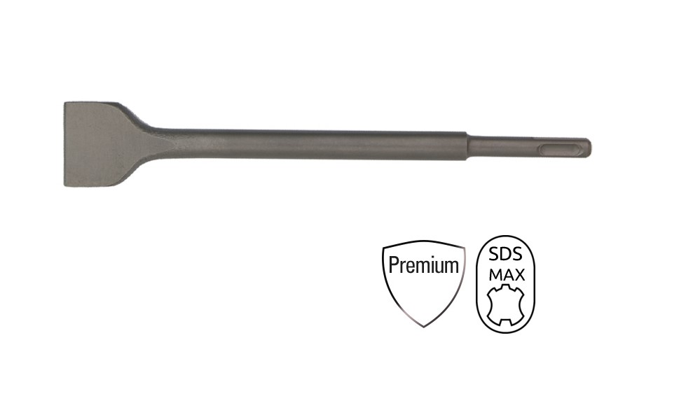 BTLP2004 Beitel SDS Plus Premium, een tegel beitel met een afmeting van 260 mm x 40 mm, van gehard staal met een SDS- plus aansluiting. Voor het hakken en breken van steen en beton