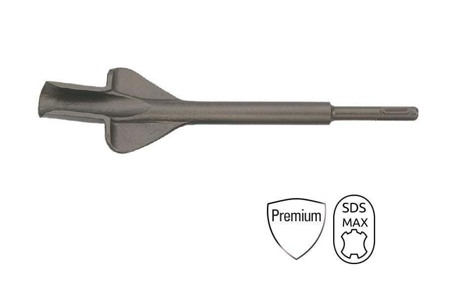 BTLP2009 Beitel SDS Plus Premium, een sleuf beitel met een afmeting van 250 mm x 22 mm, van gehard staal met een SDS- plus aansluiting. Voor het hakken en breken van steen en beton