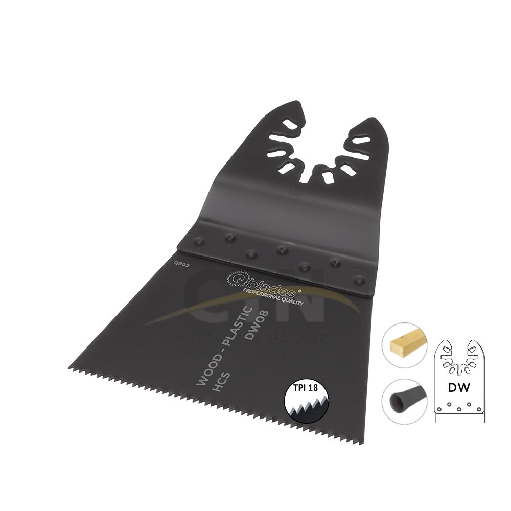 QBL383377 DW08 is een multitool zaagblad met DeWalt aansluiting. Ook geschikt voor Black&Decker, Stanley en Fatmax machines.  Met standaard vertanding zodat deze geschikt is voor alle werkzaamheden met hout, gipskarton en kunststof. Lengte tot houder is 42 mm. 10 zaagbladen per verpakking + 1 gratis.