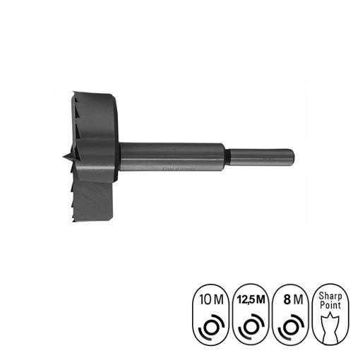 FBT902600 Forstner bit houtboor 26 mm, met getande kop voor het boren van blinde gaten in hout. Een forstner houtboor is ook wel bekend onder de naam scharnierenboor. Voorzien van een geslepen centreerpunt voor het exact aanboren. De 2 hoofdsnijkanten zorgen voor mooie ronde gaten, zelfs bij gevoelige randen.
