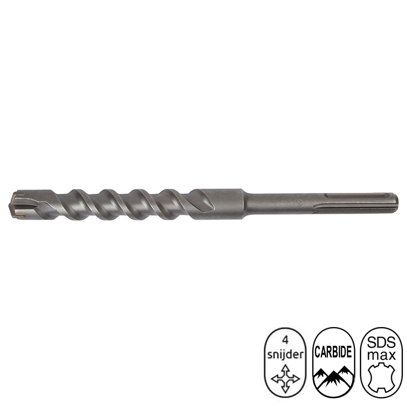 HBMAX400520 SDS Max Hamerboor 40.0 mm, lengte 520 mm. De hamerboor is voorzien van een rond spiraal een carbide 4-snijderkop en SDS Max aansluiting. Geschikt voor beton en gewapend beton.