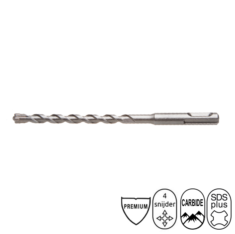 HBP060110 SDS Plus Premium 4 snijder 6.0 mm x 110 mm is een 4-snijder hamerboor met SDS plus aansluiting. Gemaakt uit hoogwaardig slijtvast gereedschapsstaal met een extra gecoate carbide 4 snijderskop voor een langere levensduur. Vergruisd het beton gemakkelijk en boort mooie ronde gaten. De 4 snijder kop zorgt ervoor dat er trillingsarm geboord kan worden.