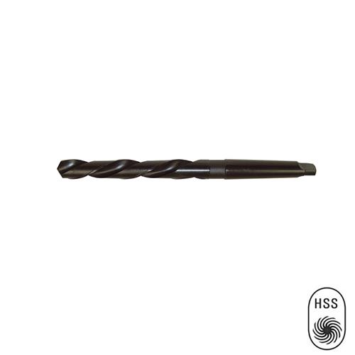 RGMK1250 Morsekonus metaalboor rolgewalst HSS, 12.5 mm. Deze boren zijn minder hard dan de HSS geslepen metaalboren, maar van uitstekende professionele kwaliteit. Een rolgewalste morsekonus metaalboor wordt gebruikt in boorkolommachines en zijn geschikt voor het boren in de meest voorkomende staalsoorten , maar ook wel in kunststof of zelfs zachte houtsoorten. Een metaalboor van rolgewalste kwaliteit heeft een hoge taaiheid. De boor zal eerder buigen dan dat deze breekt. Met een snijhoek van 118° en geproduceerd volgens DIN345.