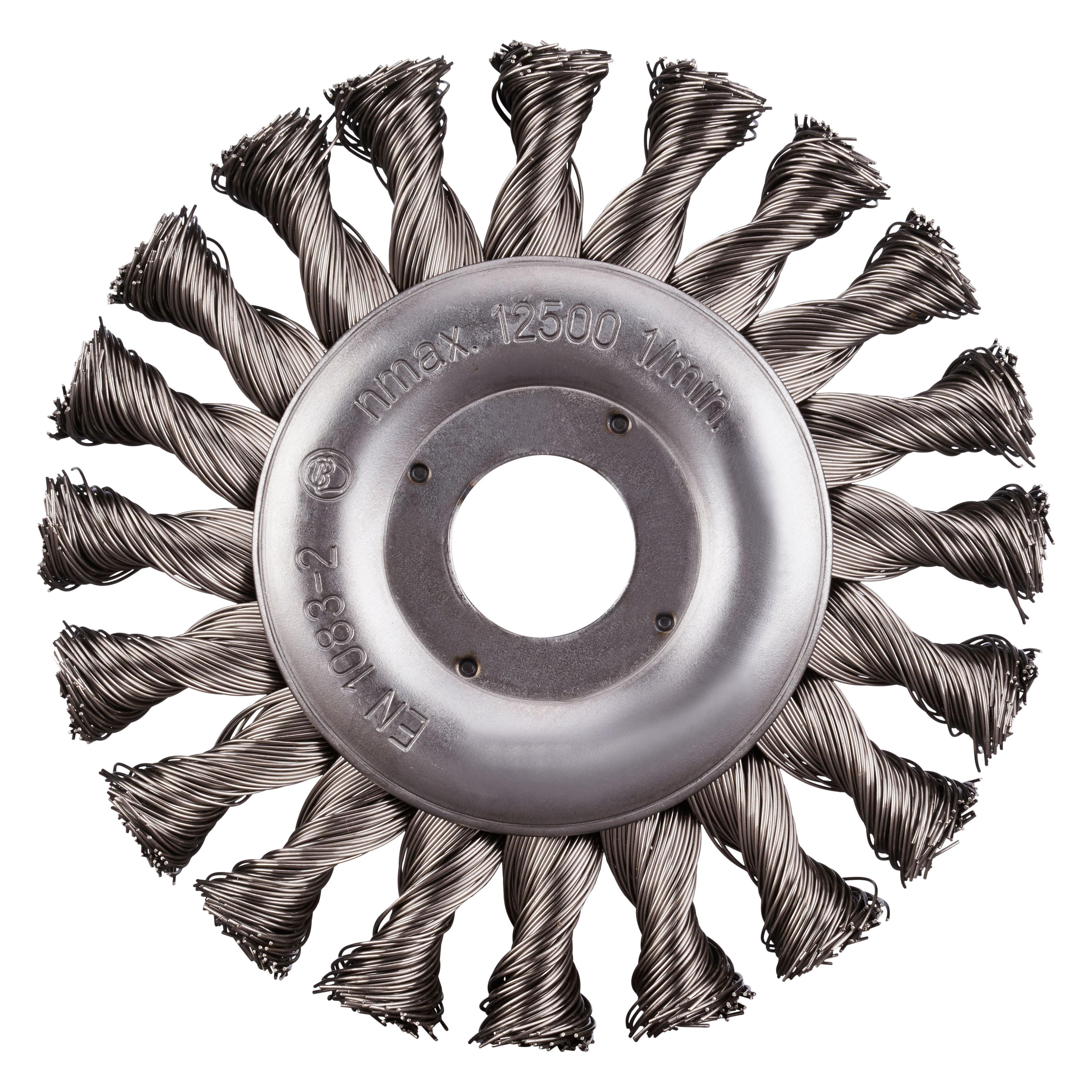 353006 ERBZ radiale RVS borstel, deze borstel is van roestvast staal met getordeerde draad van roestvast staal voor de haakse slijper. De radiale RVS borstel heeft een diameter van 125 mm, een asgat van 22.23 mm en een draaddikte van 0.50 mm. Eigenschappen: - Een groot reinigend vermogen - Geschikt voor het verwijderen van zware aantastingen - Voor doelgericht werken. Deze radiale RVS borstels zijn geschikt voor het gebruik op de haakse slijper. Geschikt voor de bewerking van staal en RVS. De radiale RVS borstel word per stuk verkocht