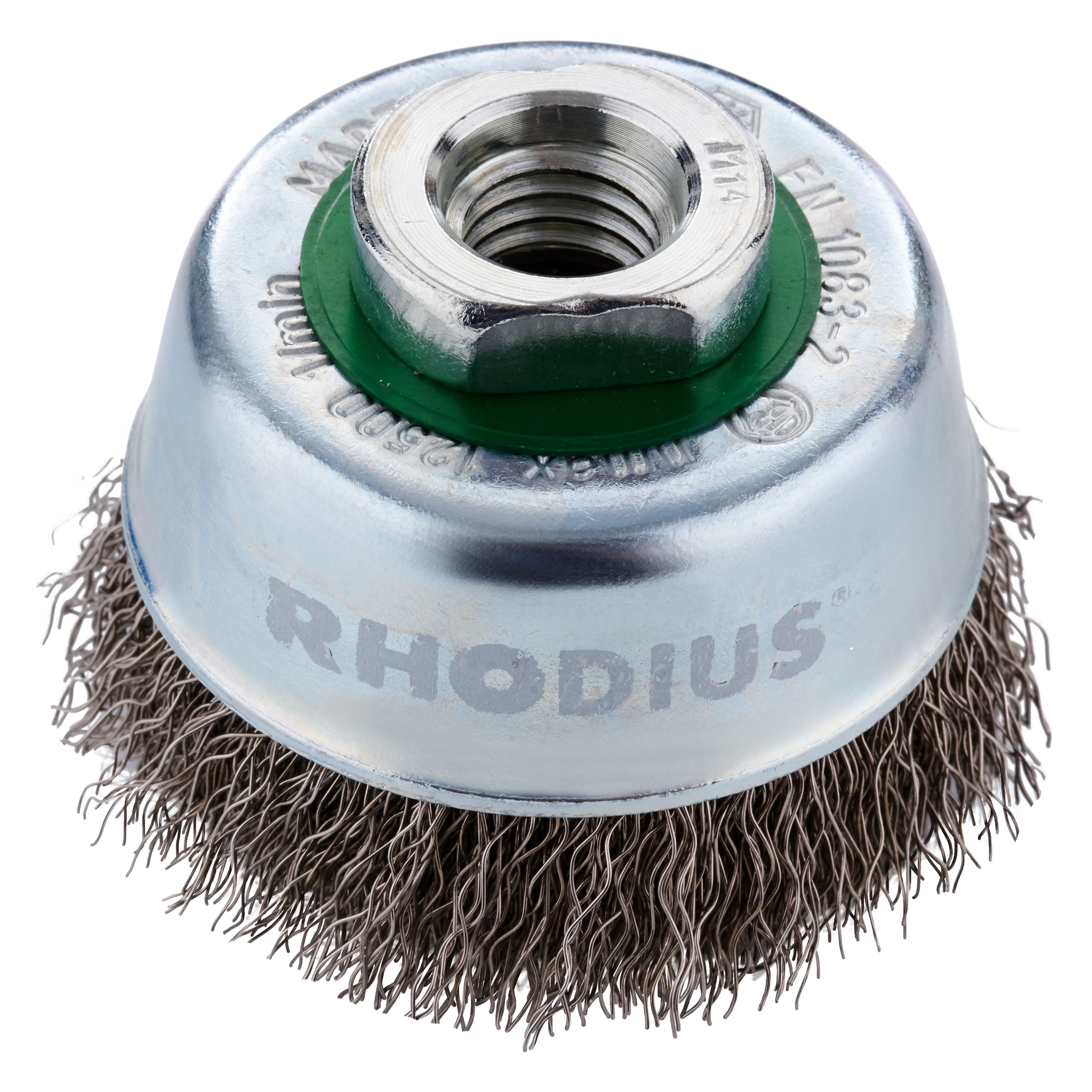 353020 ETBW komborstel, een komborstel van roestvast staal met gegolfde draad van roestvast staal. De komborstel heeft een diameter van 65 mm, een M14 asgat en een draaddikte van 0.30 mm. Eigenschappen: - Voor flexibel werken - Voor het behoedzaam reinigen - Efficiënt bewerken van grote oppervlakken. Deze komborstel is geschikt voor het gebruik op de haakse slijper. Geschikt voor de bewerking van staal, RVS en aluminium. De komborstel is per stuk verpakt