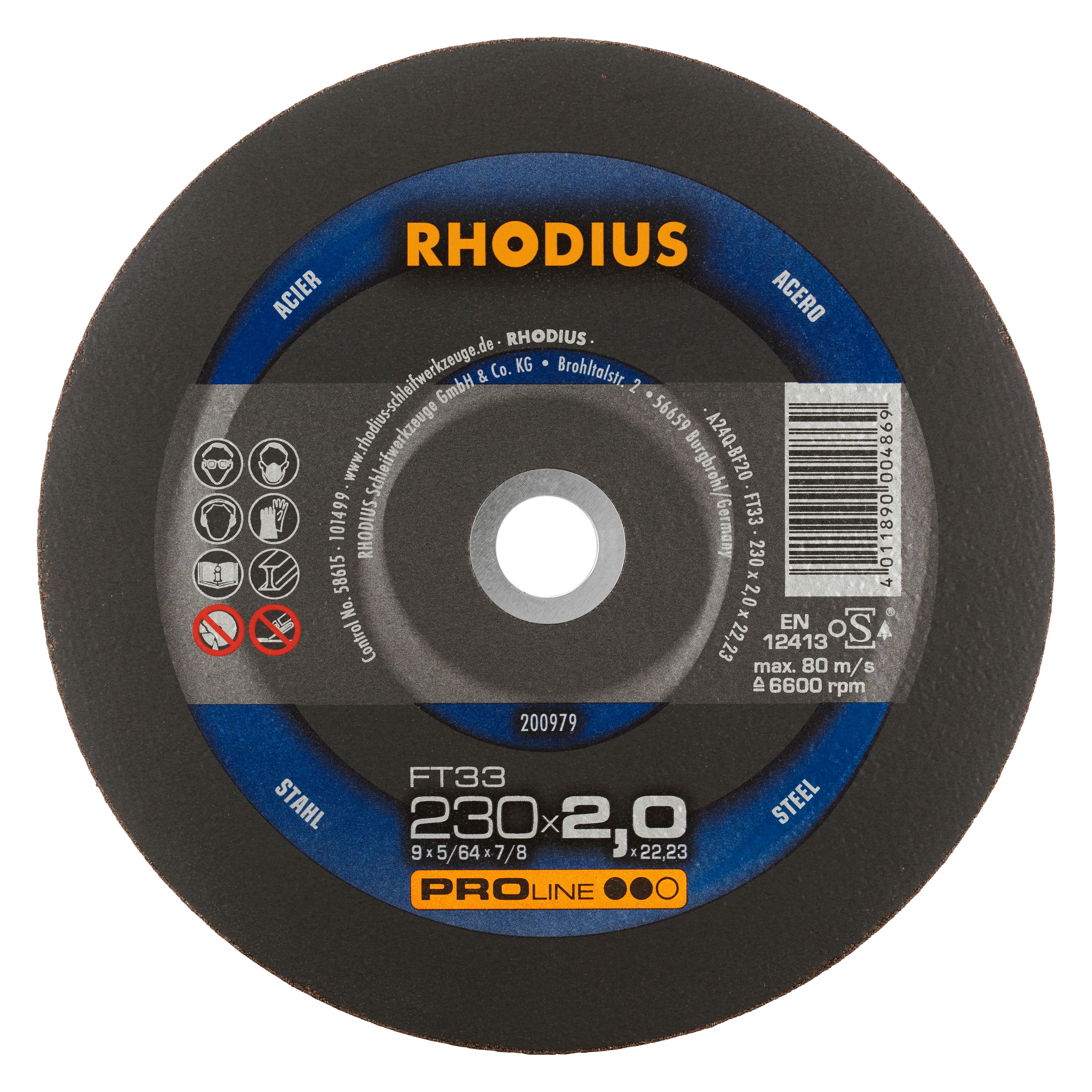 200979 FT33 doorslijpschijf, een veelzijdige doorslijpschijf met een goede prijs-prestatieverhouding. Deze doorslijpschijf heeft een diameter van 230 mm, een dikte van 2.0 mm en een asgat van 22.23 mm. Eigenschappen: - Hoge doorslijpsnelheid - Comfortabel slijpgedrag - Gemakkelijk doorslijpend. Deze doorslijpschijven zijn geschikt voor het gebruik op de haakse slijper. Geschikt voor de bewerking van staal. 25 doorslijpschijven per doos