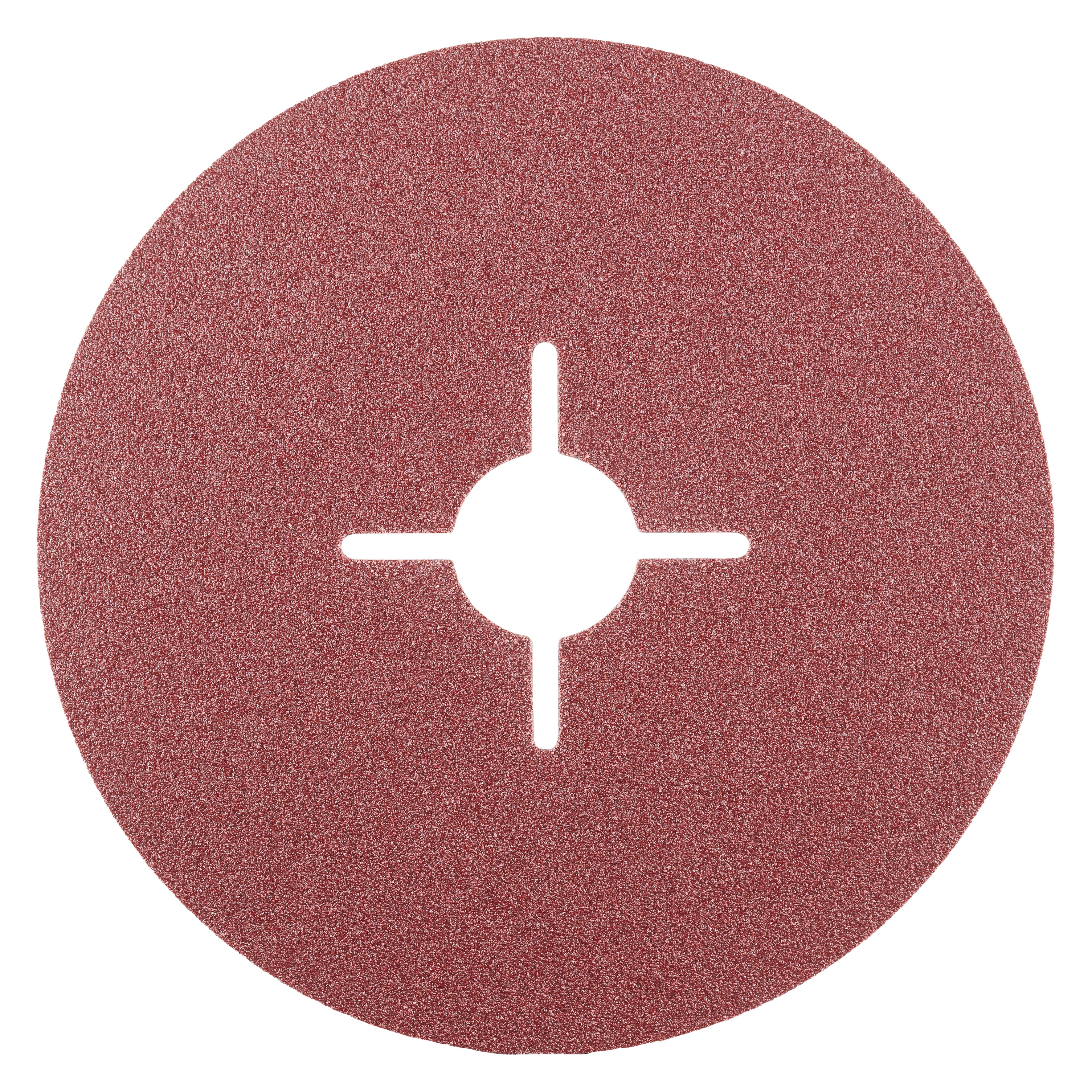 300064 KFS Fiberschijf geschikt voor Staal, een fiberschijf met aluminiumoxide. Deze korrel maakt een grote verwijderingsprestatie op staal mogelijk. De fiberschijf heeft een diameter van 125 mm, een asgat van 22.23 mm en een K100 korrelgrootte. Eigenschappen: - Goed verspanend vermogen - Lange levensduur - Geringe vonkenregen. Deze fiberschijven met aluminiumoxide zijn geschikt voor het gebruik op de haakse slijper. Geschikt voor de bewerking van staal. 25 fiberschijven per doos
