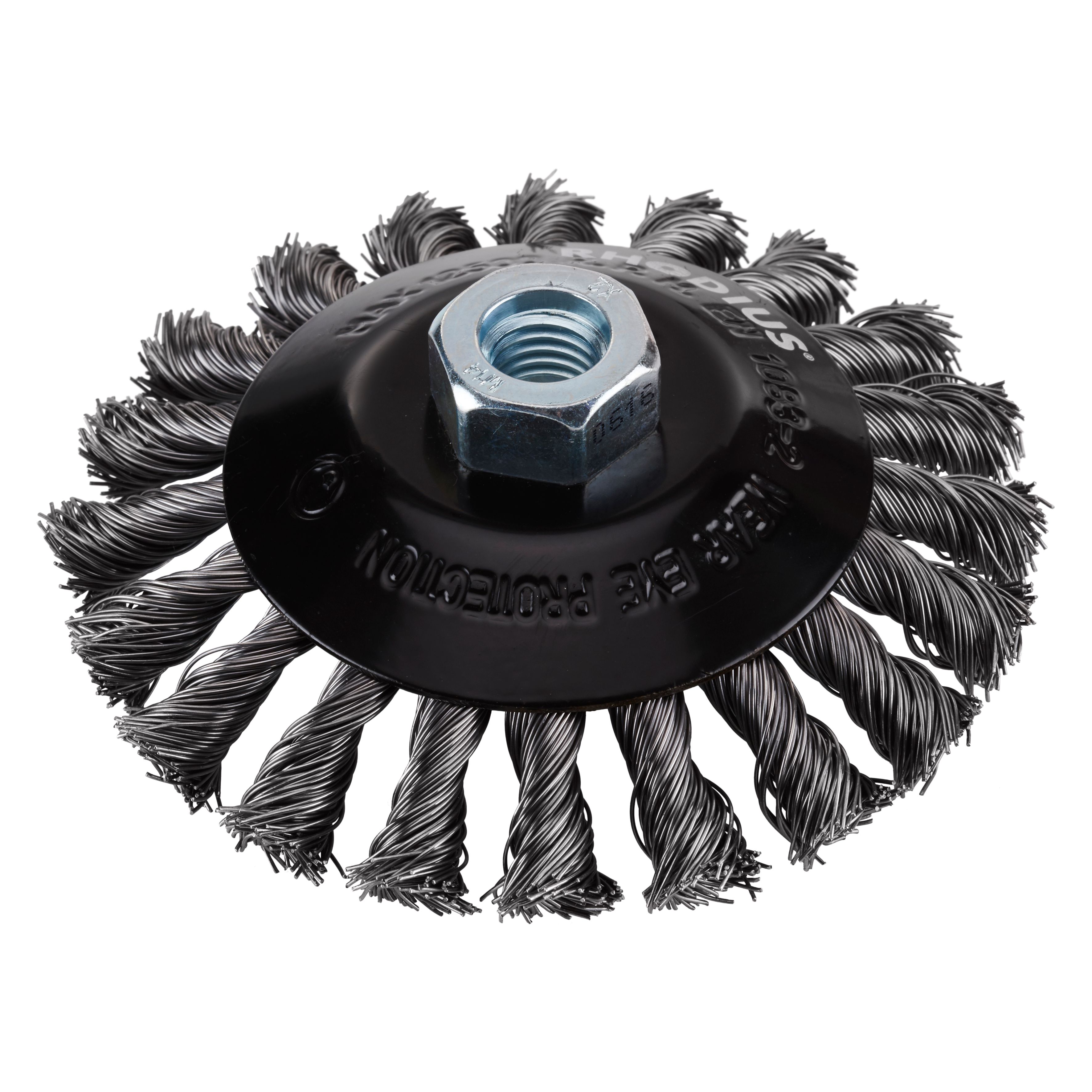 353022 SKBZ kegelborstel, een kegelborstel van staal met getordeerde staaldraad. De kegelborstel heeft een diameter van 115 mm, M14 asgat en een draaddikte van 0.50 mm. Eigenschappen: - Groot reinigend vermogen - Voor het verwijderen van zware aantastingen - Combineert de voordelen van komborstels en radiale borstels. Deze kegelborstels zijn geschikt voor het gebruik op de haakse slijper. Geschikt voor de bewerking van staal. De kegelborstel is per stuk verpakt