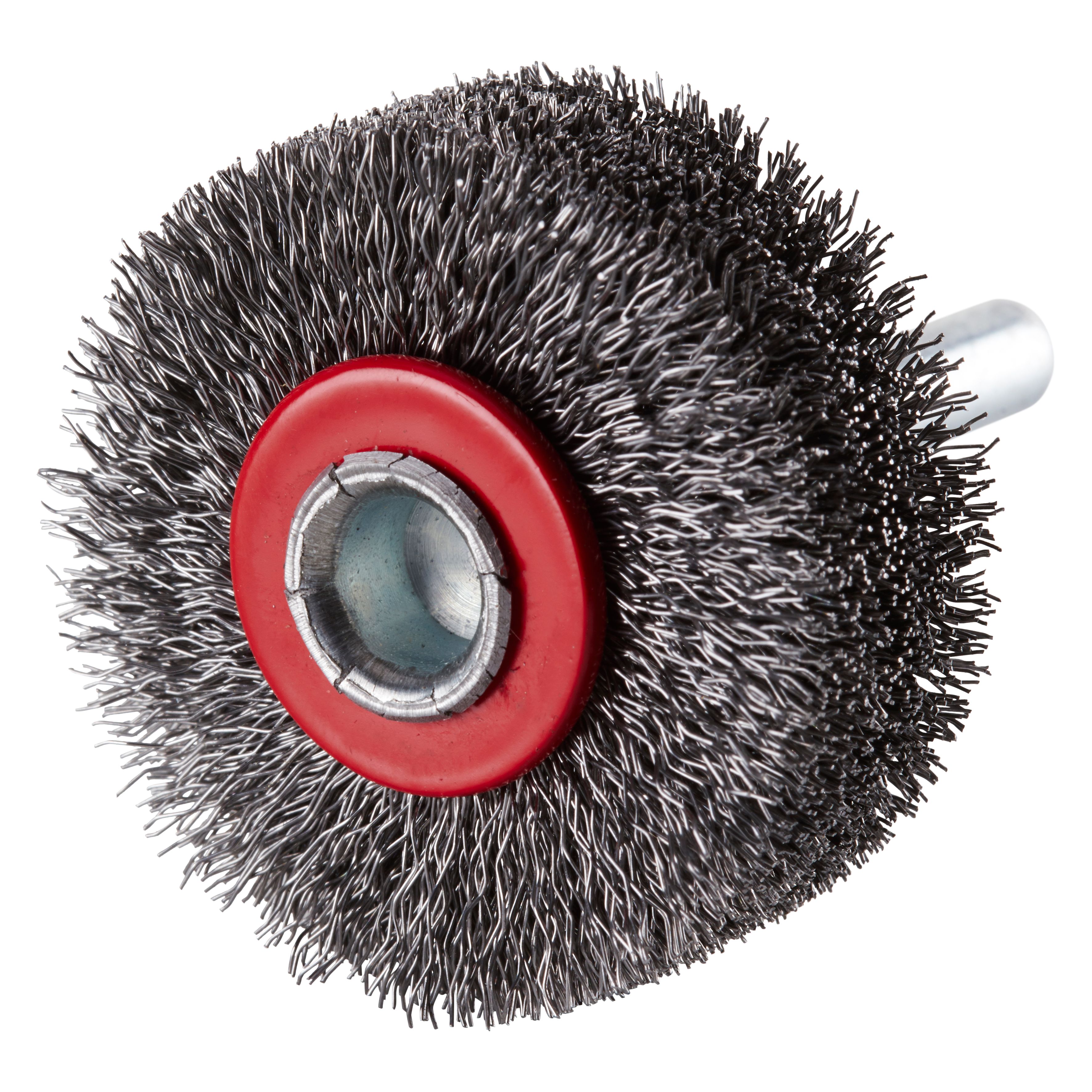 353136 SRBWGS staalborstel op stift, een radiale staalborstel met gegolfde staaldraad met 6 mm as, een diameter van 40 mm, asgat van 6.0 mm en een draaddikte van 0.20 mm. Eigenschappen: - Een hoog maximaal toelaatbaar toerental - Voor het behoedzaam reinigen - In kunststof ingegoten voor een tot wel 10x langere levensduur. Deze radiale staalborstels op stift zijn geschikt voor het gebruik op de rechte slijper en aandrijving met gebogen as. Geschikt voor de bewerking van staal. 10 radiale borstels per doos