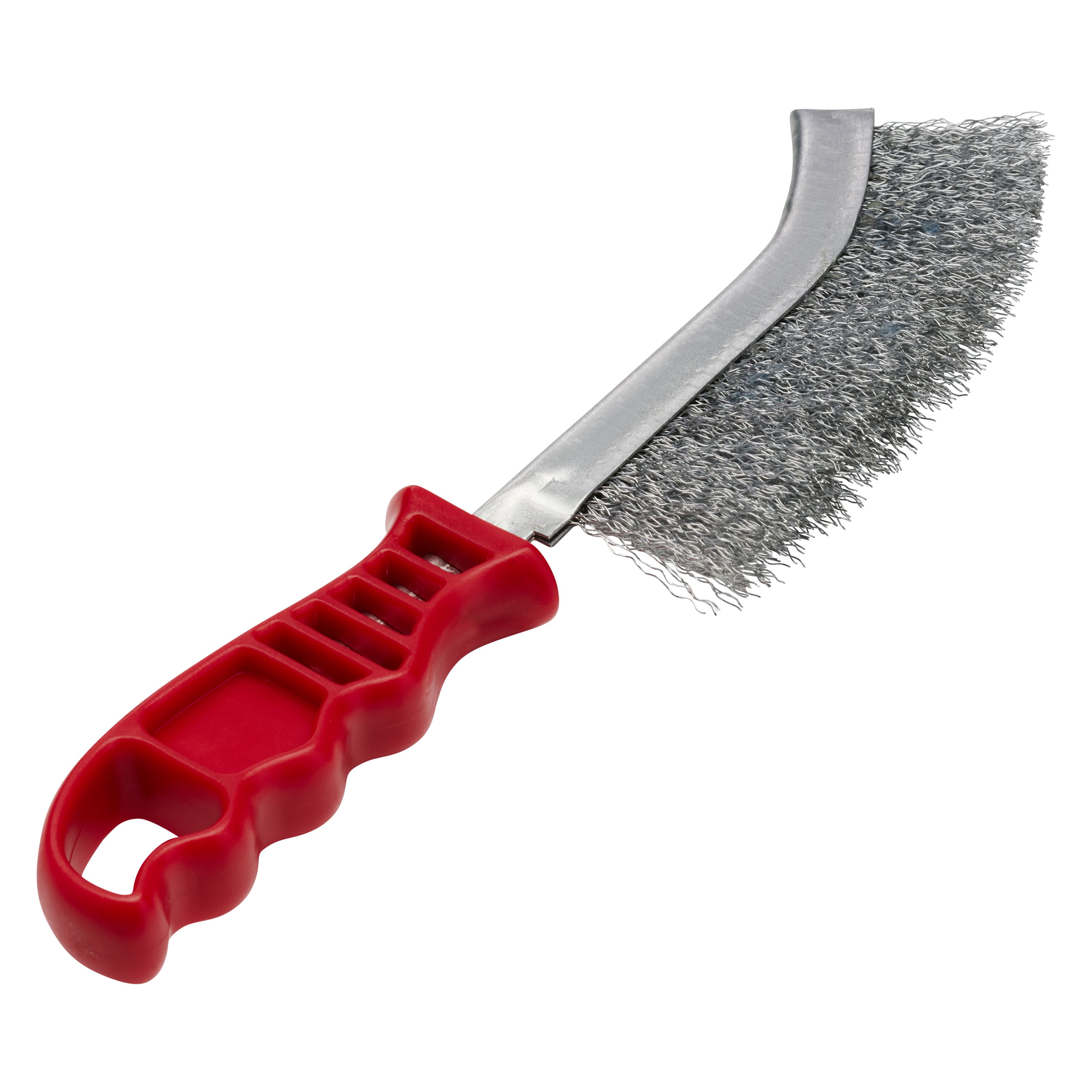 353059 UHBW handborstel, een universele handborstel met gegolfde draad voor behoedzame reiniging. De handborstel heeft een staaldraad met een draaddikte van 0.30 mm. Eigenschappen: - Ergonomische kunststof handgreep - Voor flexibel werken - Voor het gemakkelijk reinigen. Deze universele handborstel is geschikt voor de bewerking op staal, RVS en aluminium al naar gelang de samenstelling. 24 universele handborstels per doos