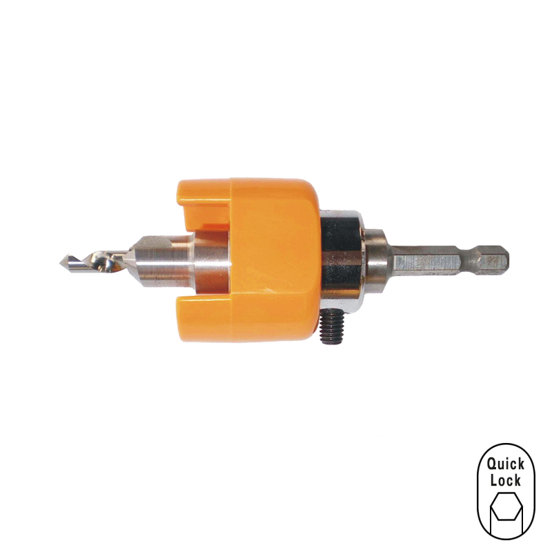 VVB000600 Verstelbare verzinkboor 6.0 mm vervaardigd uit gehard staal. De boor en dieptestop zijn traploos instelbaar door middel van een inbusschroef. De dieptestop draait mee waardoor er geen beschadigingen aan het werkstuk kunnen ontstaan. Met stopring en quicklock aansluiting.